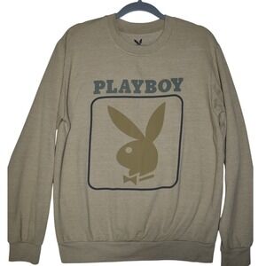 Playboy Crewneck Sweatshirt Bunny Logo Graphic Pullover‎ Casual Beige M